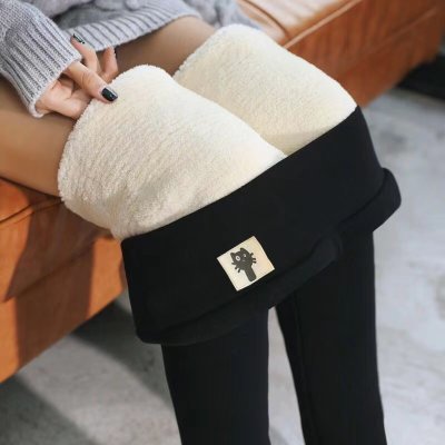 冬季羊羔绒打底裤女外穿 高腰显瘦加绒加厚保暖棉裤